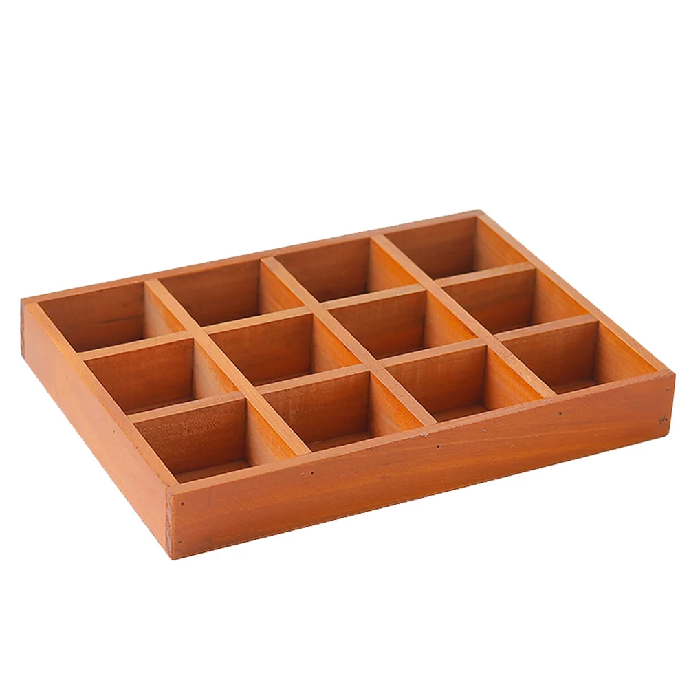 

Wooden Storage Organizer Jewelry Box Tray Container Wood Drawer Crates Grid Display Functional Divider Multi Sundries Candy