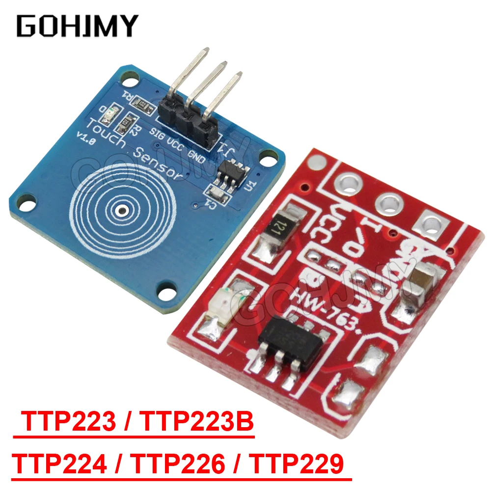Цифровой сенсорный переключатель TTP223/TTP223B/TTP224/TTP226/TTP229, сенсорный цифровой 1/4/8/16 канальный модуль конденсатора с микросенсорной клавишей