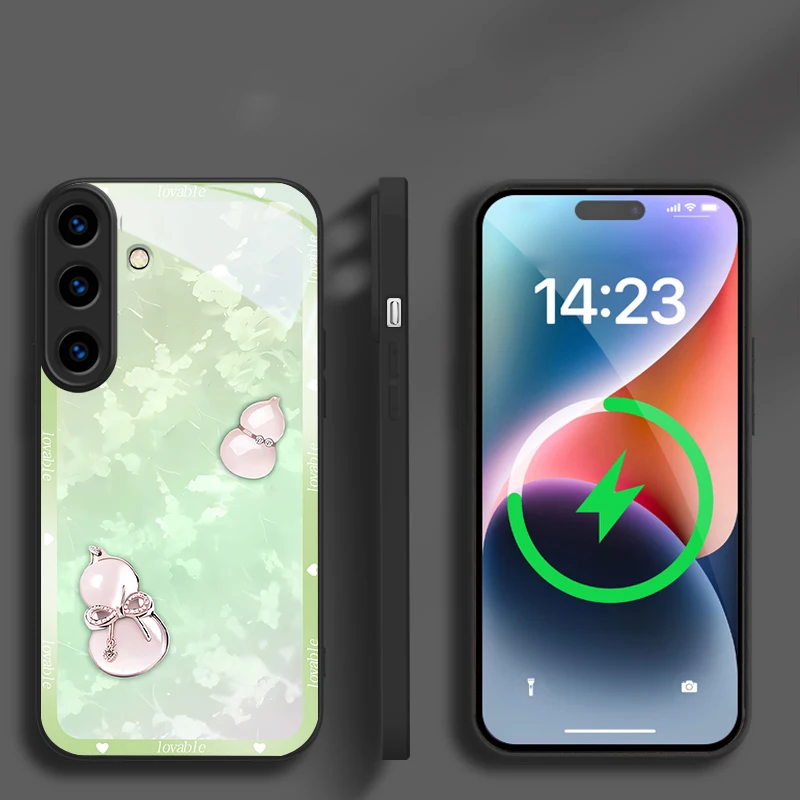 Фото Чехол для телефона Healing White Jade Gourd с магнитным креплением для Samsung Galaxy S26 Ultra S20 FE S21 S22+ S23Plus S24 S25 Edge, стеклянный №3