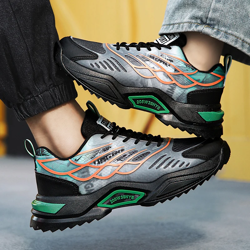 Новинка 2024 модные спортивные массивные кроссовки для мужчин черные со шнуровкой