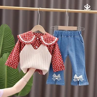 autumn sweet doll collar long sleeve outfits cute baby girl clothes set sweater vest floral puff sleeve top infant girls 3pcs