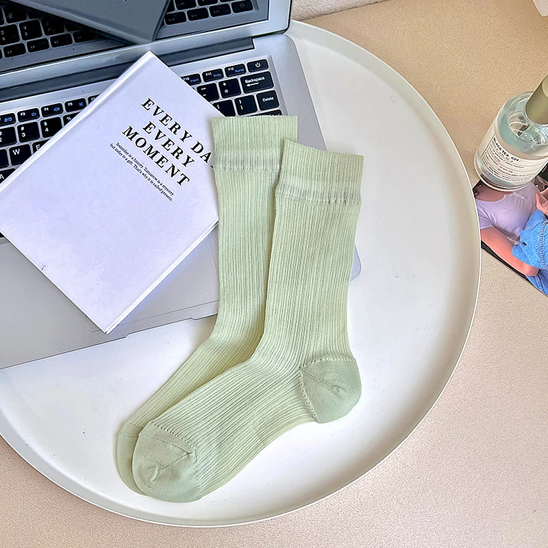 

Однотонные стеклянные чулки, детские летние тонкие чулки средней длины, полупрозрачные чулки с ворсом, Чулки с кристаллами