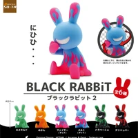 original japanese gashapon cute so ta action figure animal black rabbit 2 shape ornament kawaii capsule toys mini model gift