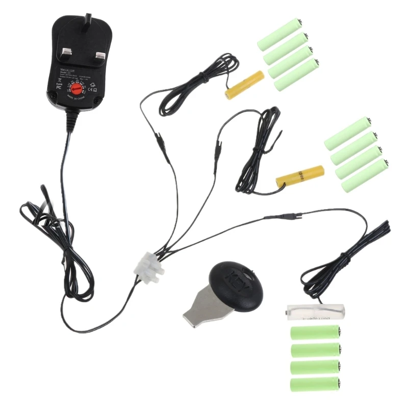 

AC100-240V to 3V 4.5V 6V 12V AA+2AAA Dummy Battery Adapter for Radio Christmas LED Light Toy Telephones Game 2.2m cable