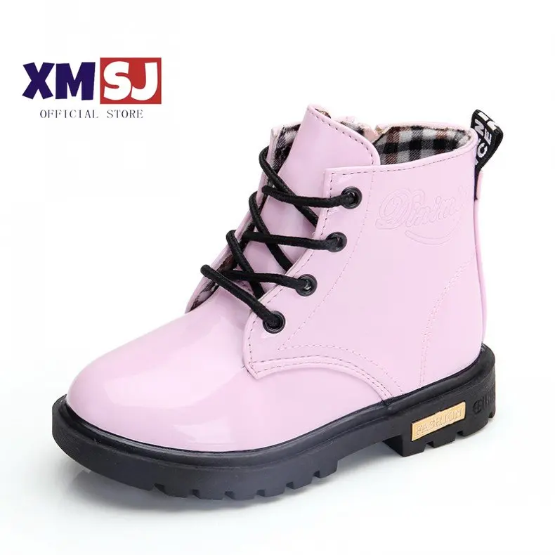 2023 New Children Shoes Boots for Children Size 21-37 Boots for Girl PU Leather Waterproof Winter Kids Snow Shoes Girls Boots