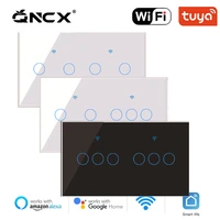 qncx touch switch eu ac100 240v tempered black white crystal glass light switch panel wall sensor button 456 gang interruptor
