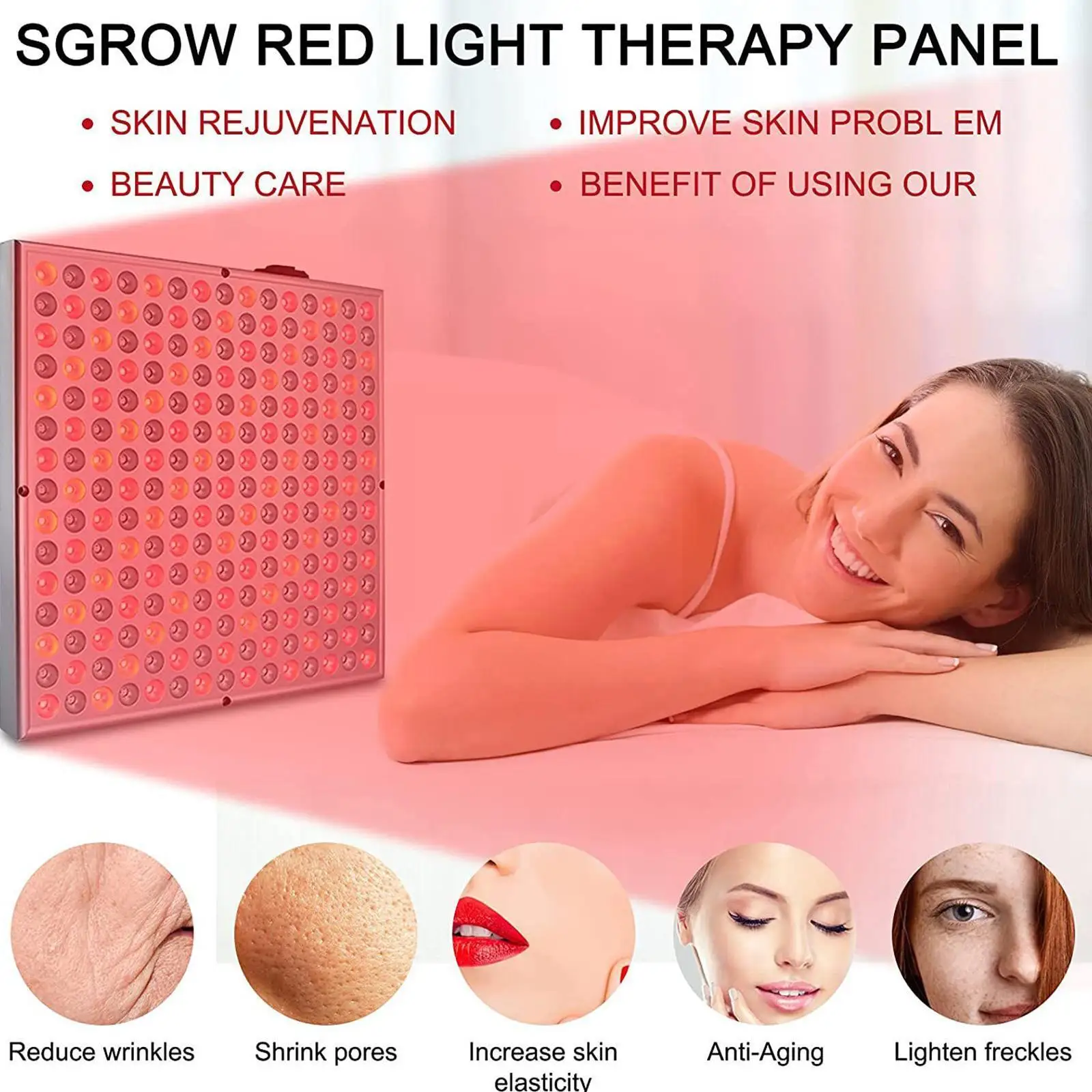 

Крассветильник светодиодная терапевтическая лампа для красоты, 225 светодиодов, 45 Вт, противовозрастсветильник фотолампа, нм, нм, облегчение...