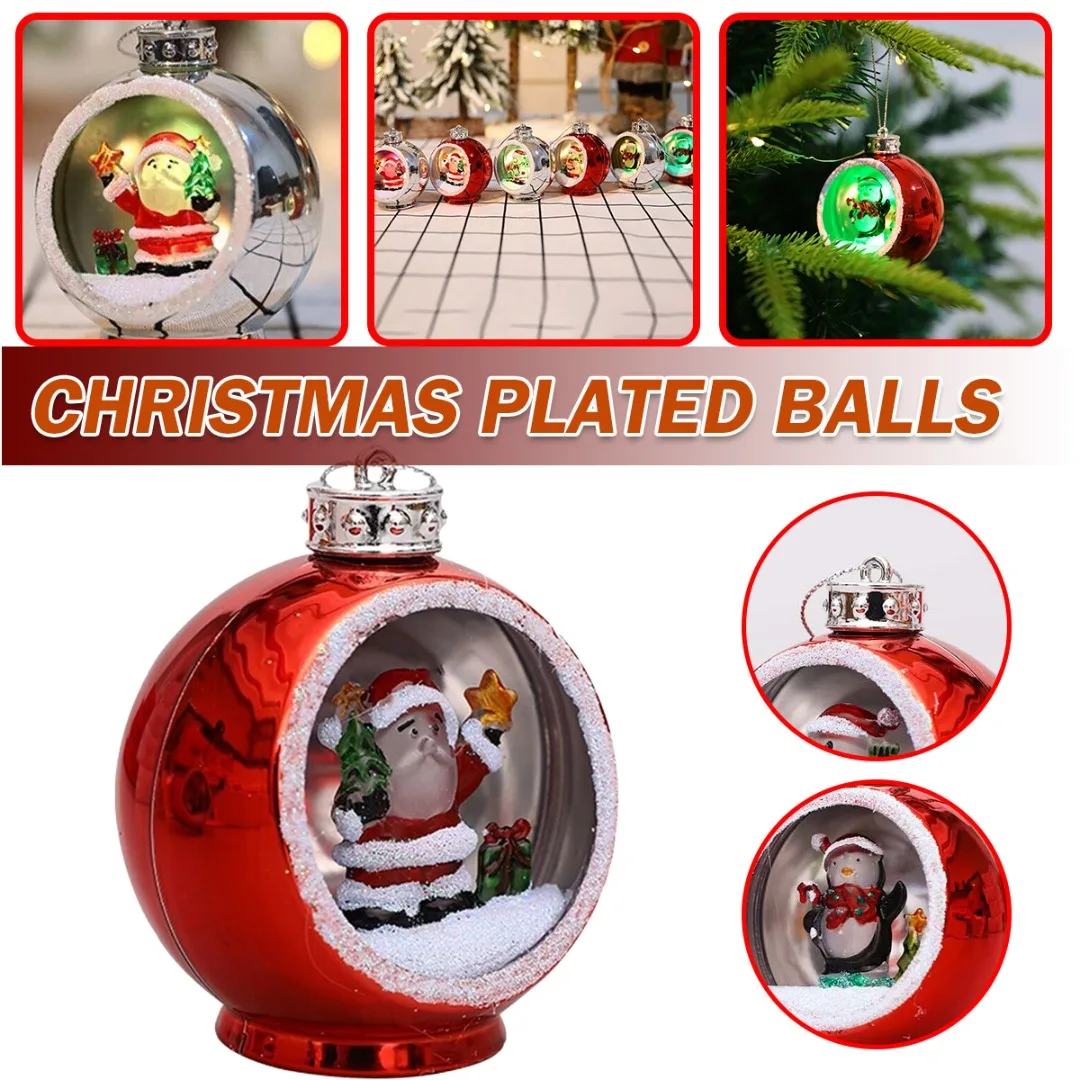 

1 шт. Рождественский светодиодный светильник с гальваническим покрытием, шар для рождественской елки, полый подвесной орнамент, украшение д...