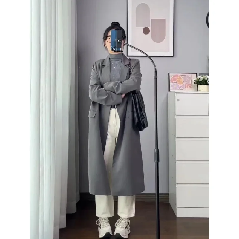 Зимняя серая куртка с длинными рукавами 2023 корейская версия в британском стиле