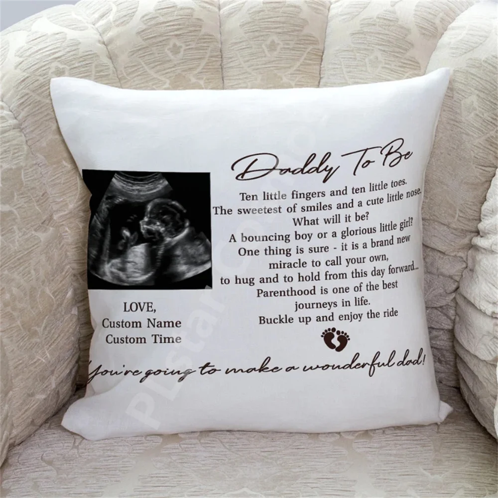 

Dad To Be Personalized Pillow First Father's Day Gift for Husband New Dad 1st Time Dad Custom Sonogram Customize images and text