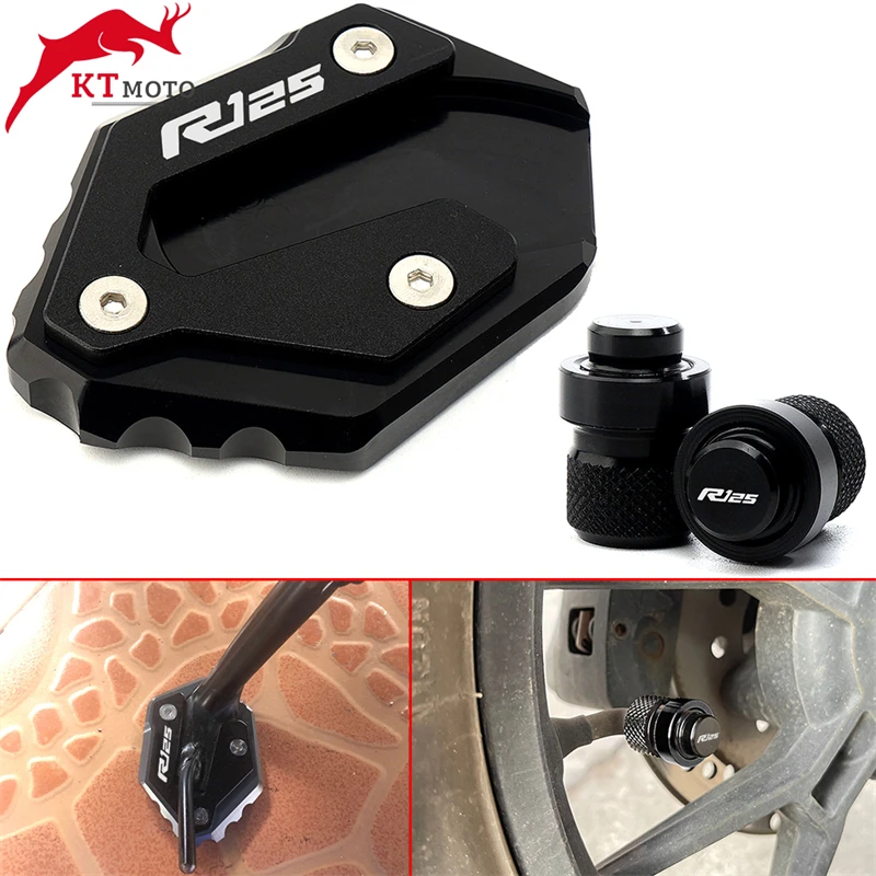

For YAMAHA YZFR125 YZF R125 yzf r125 2014-2023 Motorcycle Accessories CNC Side Stand Enlarge Extension And Tire Valve Air Caps