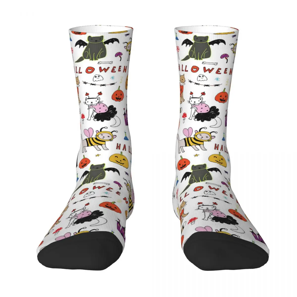 Halloween Seamless Line Cartoon Cats Pattern Adult Socks,Unisex socks,men Socks women Socks