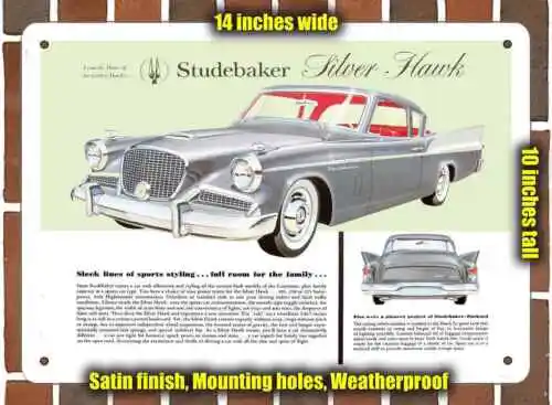 Металлический знак-1958 Серебряный ястреб студебейер-10x14 дюймов