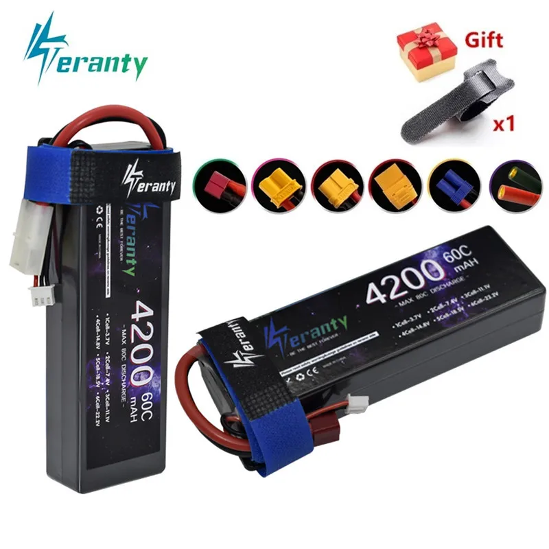 

7.4V 4200mAh 2S Lipo Battery 60C Hard Case With T XT60 XT90 2P Plug Compatible RC Car Losi TR Slash Buggy 2S 7.4V Battery