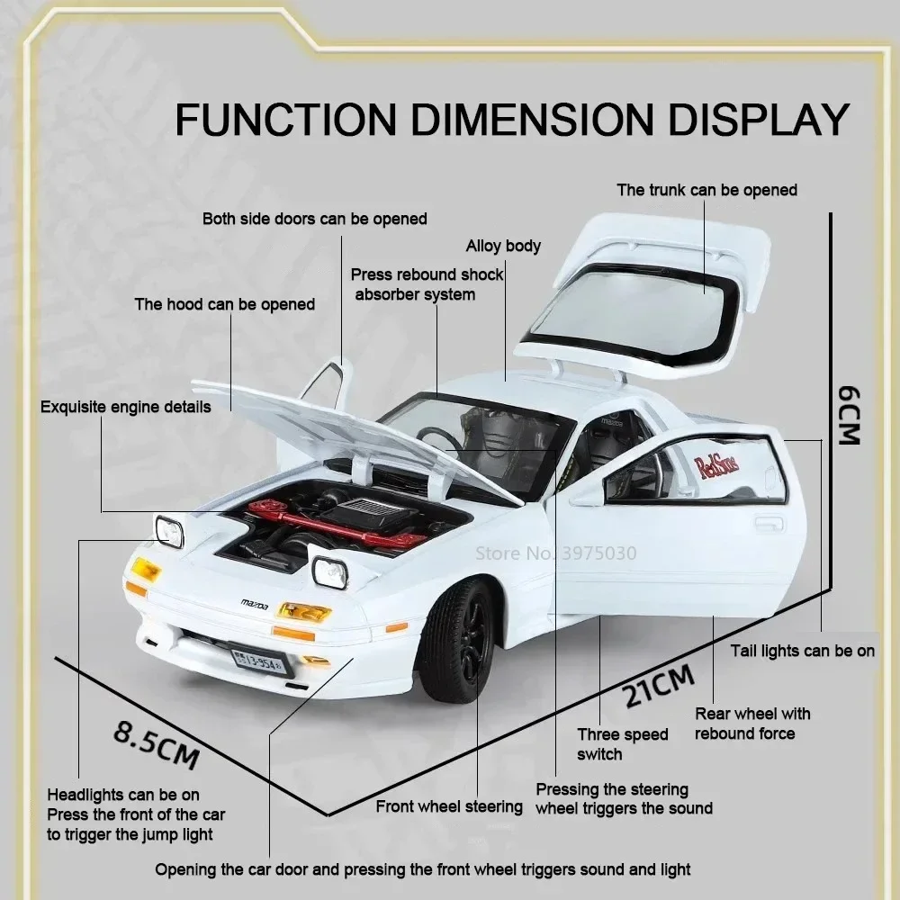 1:24 Mazda RX7-FC Streetcar литая под давлением игрушечная модель автомобиля звуковой свет