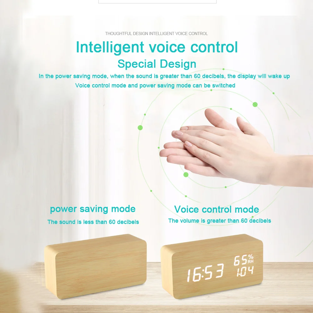 Электронные настольные часы цифровой будильник с голосовым управлением питание