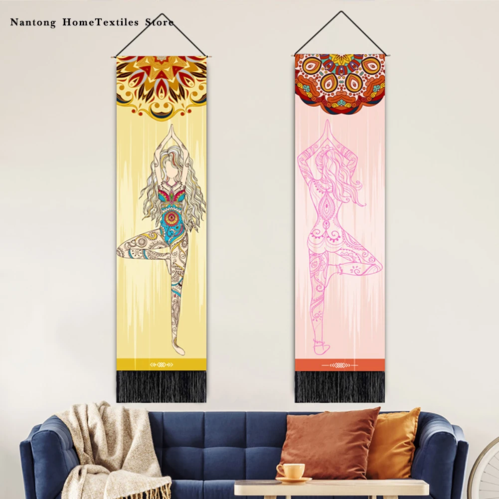 

Гобелен в Стиле Йоги, медитации, гобелен на стену, гобелен в стиле бохо, гобелен с мандалой, Триппи гобелен с кисточками в полоску для комнаты...