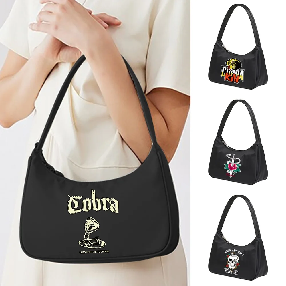 

2022 Underarm Bags Women Shoulder Bags Retro Street Handbag All-match Casual Commute Organizer Bag Cobra Print Pattern