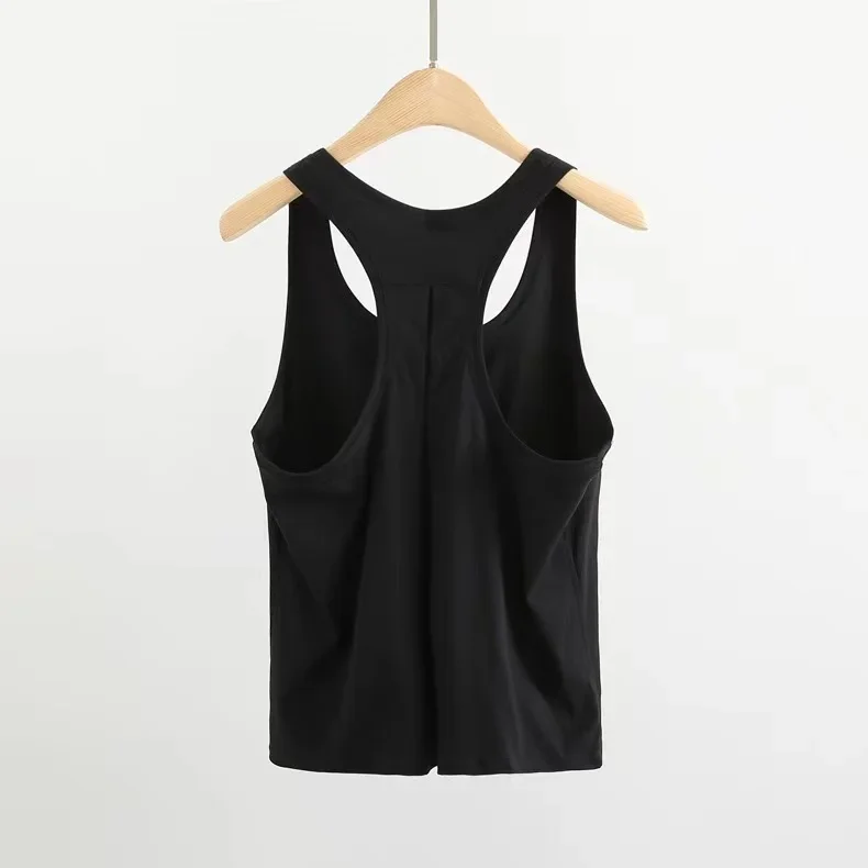 

With Logo Women Tank Tops Stretch Sexy Blouse Gym Tank Sleeveless Shirts Sports black Top vest Running Exercise Ftness Tops