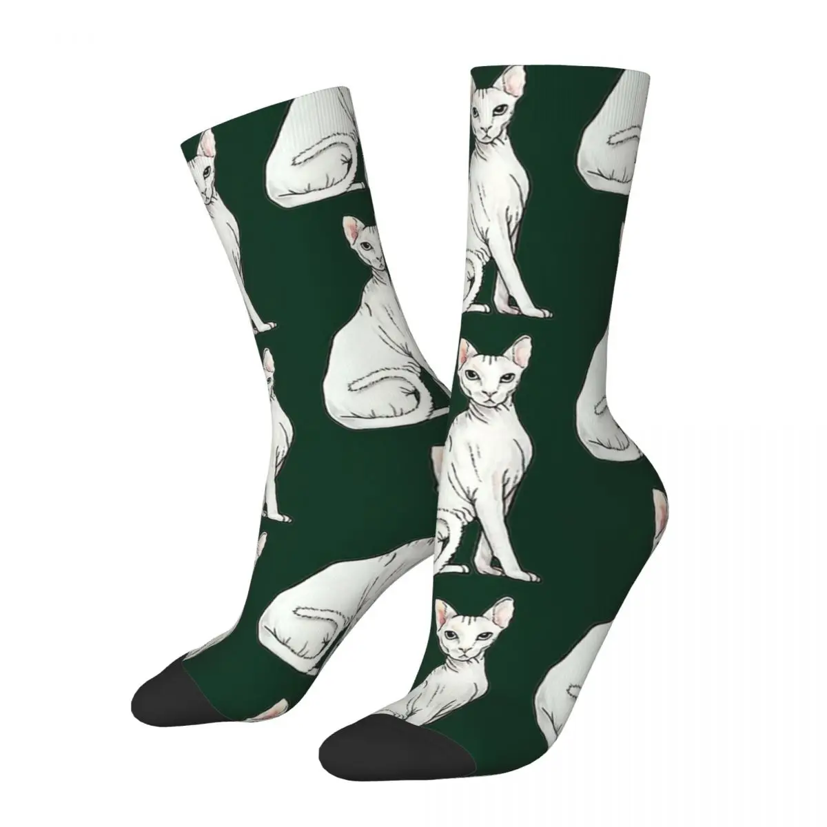 

Hip Hop Retro Sphynx Cat Crazy Men's Socks Unisex Sphynx Hairless Cat Harajuku Pattern Printed Funny Happy Crew Sock Boys Gift