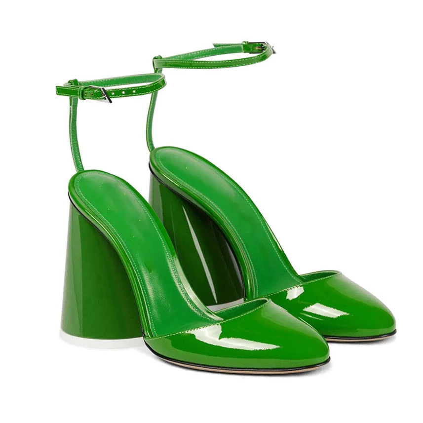 

Women Square High Heel Buckle Ankle Strap Round Toe Sandal Sexy Wedding Evening Party Dress Shoe Fashion Lady Sandal 14-CHC-13