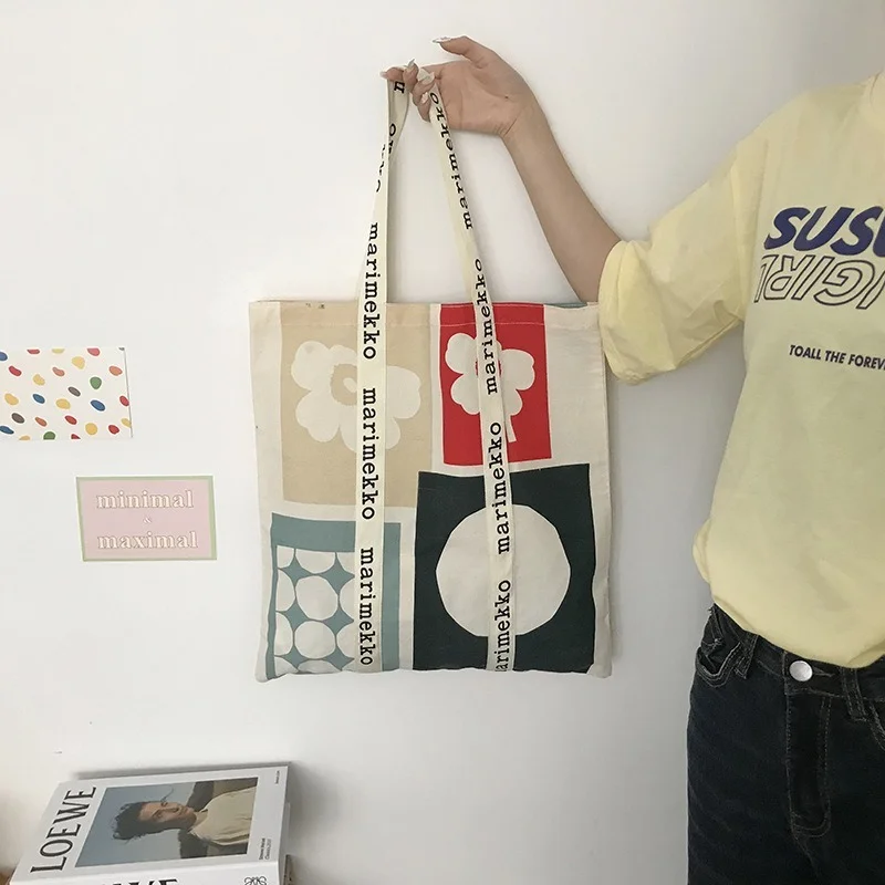

Canvas Shopping Bag 2022 Large Capacity Conventional Tote Pack Fashion Letter Printing Women's School Shoulder Simple Bags