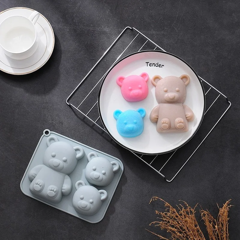 Силиконовая форма с милым медведем жаростойкая посуда для пищевых продуктов