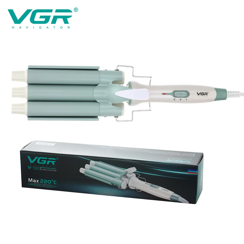 

VGR Egg Roll Hair Curler V-595,Professional Electric Triple Tube Hair Rollers,Woman Hair Waver Big Wave Curling Hot Splint