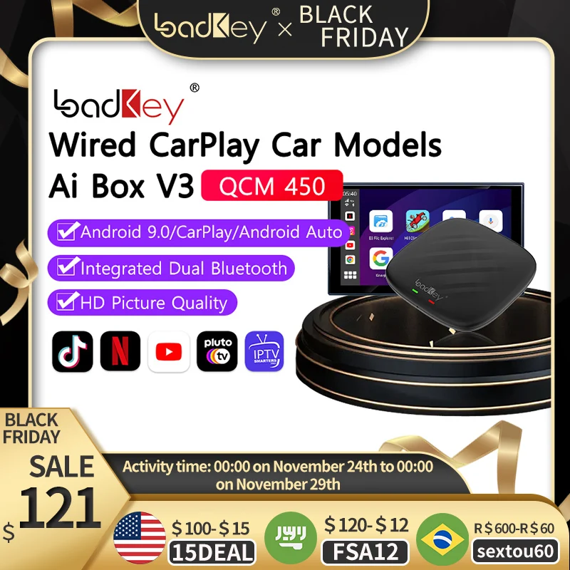 

Loadkey CarPlay Mini Ai Box Carlinkit Car Play Wireless Android Auto For Audi Bmw Mazda VW Ford Netflix YouTube Google Spotify