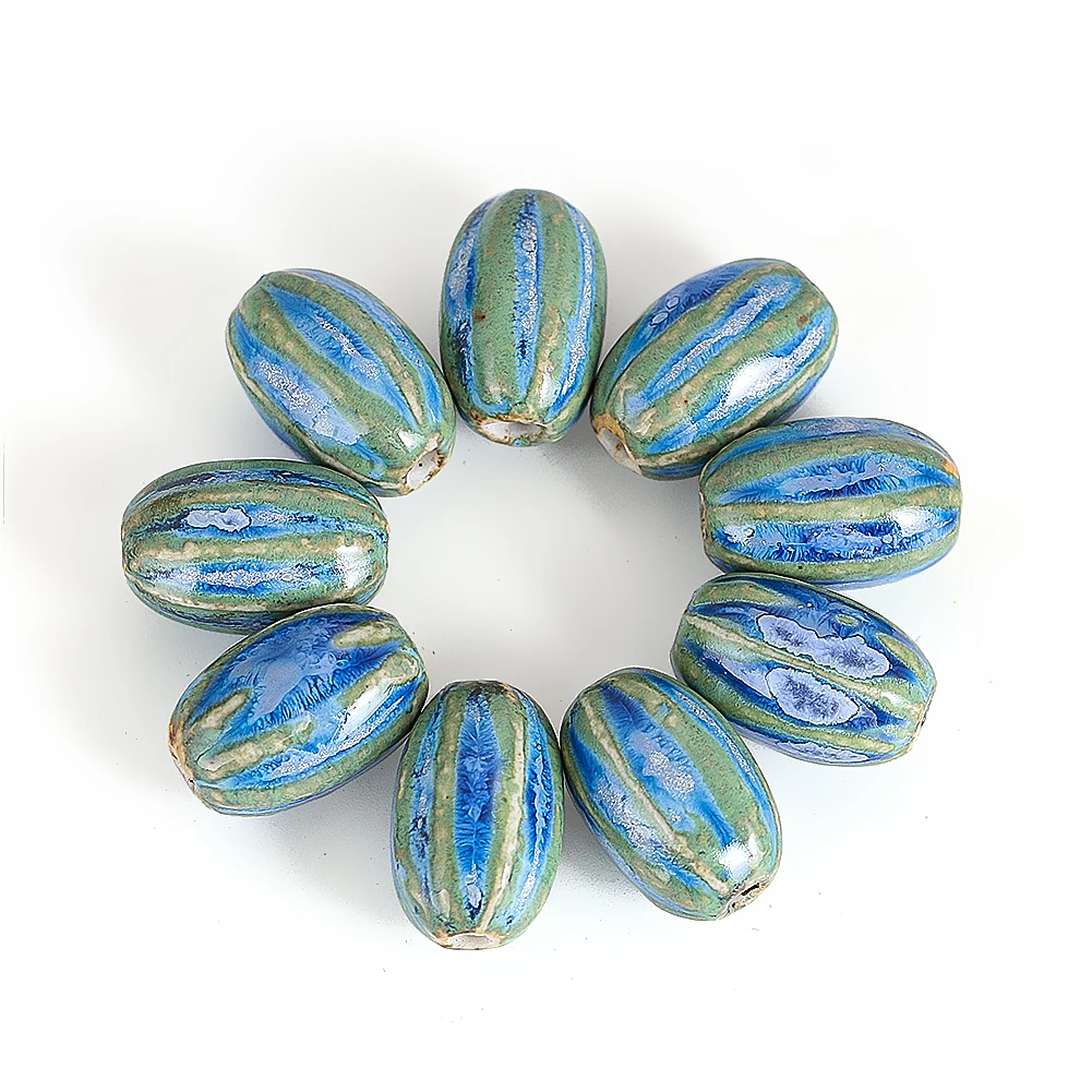 2 шт. в форме тыквы овальные керамические фарфоровые бусины ручной работы