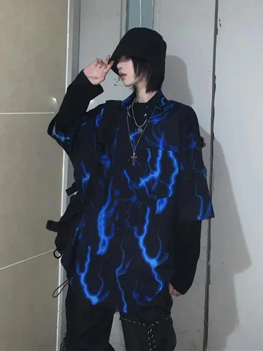 Забавная рубашка в стиле оверсайз с молнией летние свободные женские корейские