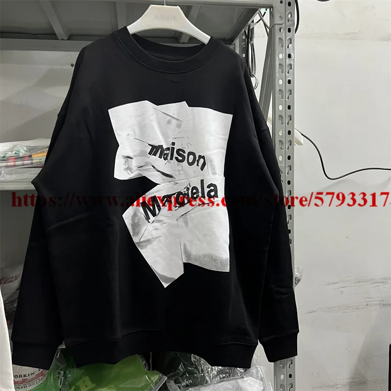 

Black MM6 Margiela Sweatshirts Men Women 1:1 High Quality Hoodie Pleated Printing Crewneck