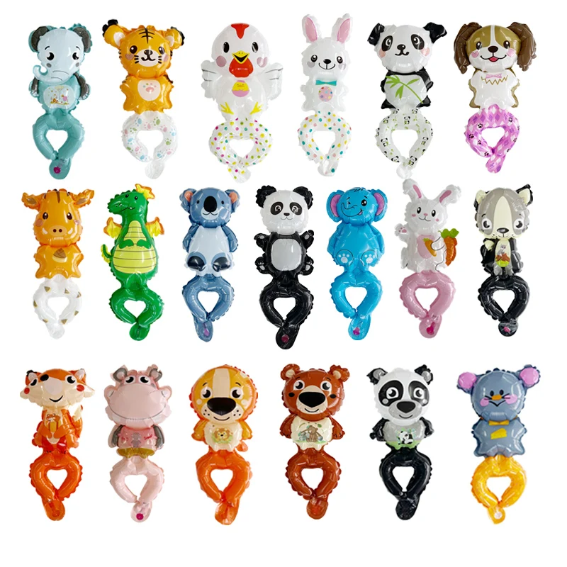 

50pcs Cartoon Figure Animal Wrist Balloon Bear Rabbit Frog Fox Cartoon Balloons Happy Birthday Party Decorations Baby Shower