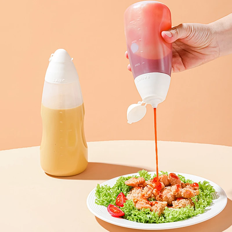 

1PC Transparent Spices Bottle Condiment Squeeze Bottles For Ketchup Mustard Mayo Hot Sauces Olive Oil Bottles Kitchen Gadget