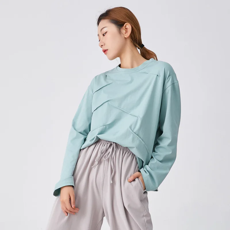 Футболка женская Свободная с длинным рукавом и рюшами для танца живота