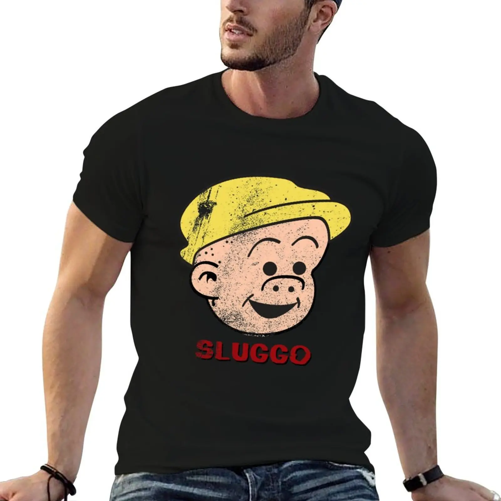 Фото Футболка Sluggo Dark Face, мужская футболка, летние футболки, дизайнерская мужская футболка, хлопковая футболка высокого качества №1