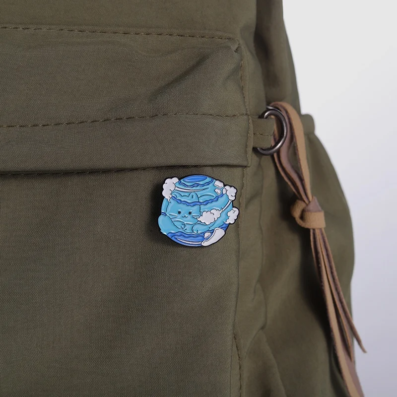 

Cute Cat Enamel Pin Earth Custom Accessories Cartoon Decorative Little Kitten Animals Backpack Badge Gift for Friends