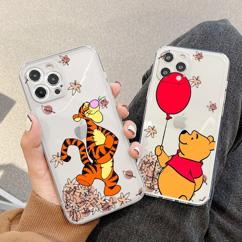 

Pooh Bear Eeyore Tigger Phone Case For Apple iPhone 14 13 12 11 mini XS XR X Pro Max 8 7 6S 6 Plus Transparent Funda Back Cover