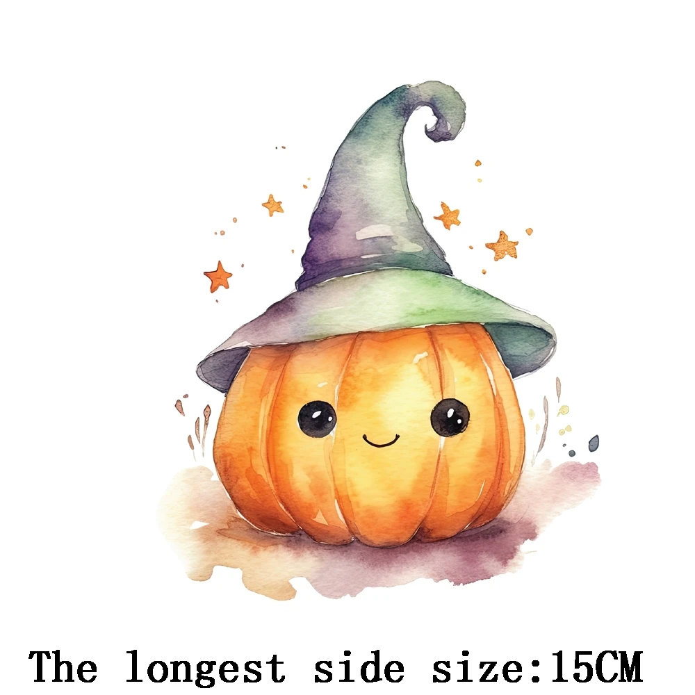 Детская одежда наклейка мультфильм Хэллоуин кавайная тыква термонаклейка