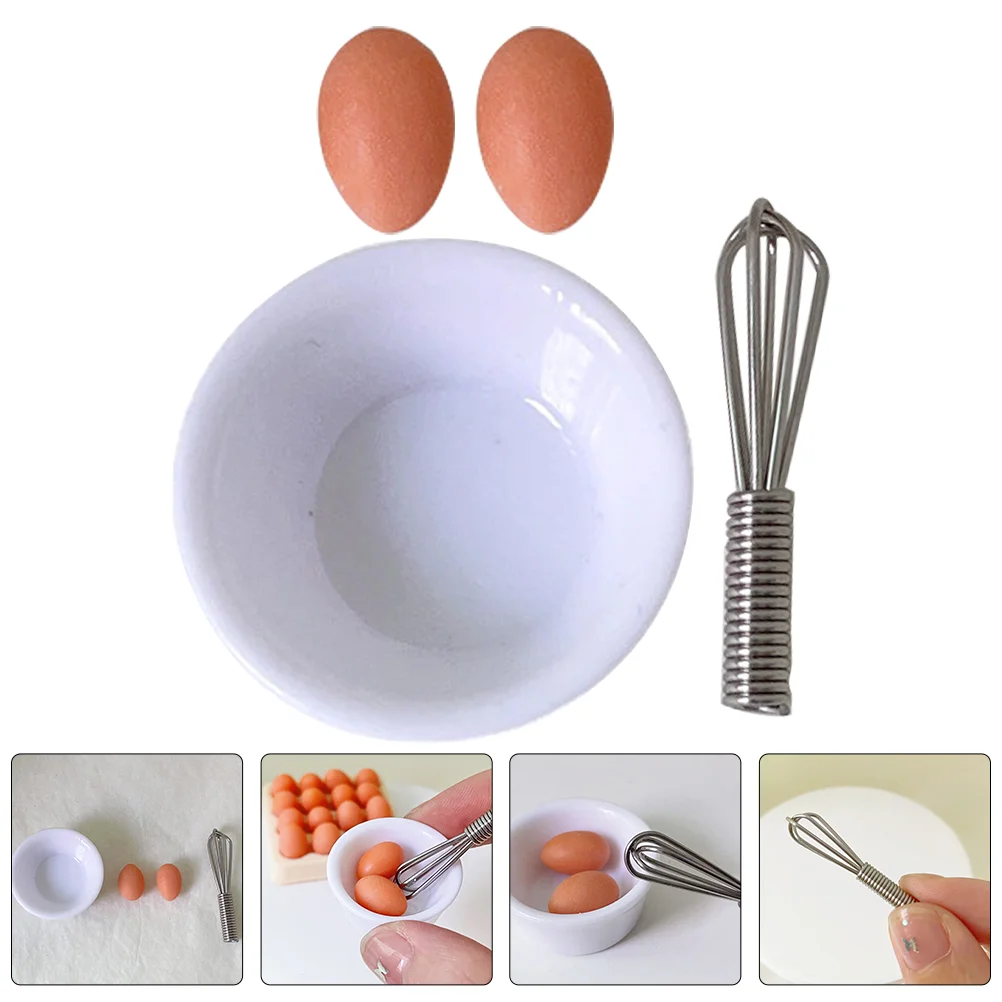 

1 set of Miniature Egg Beater Mini Egg Models Miniature Bowls Mini Kitchen Decors