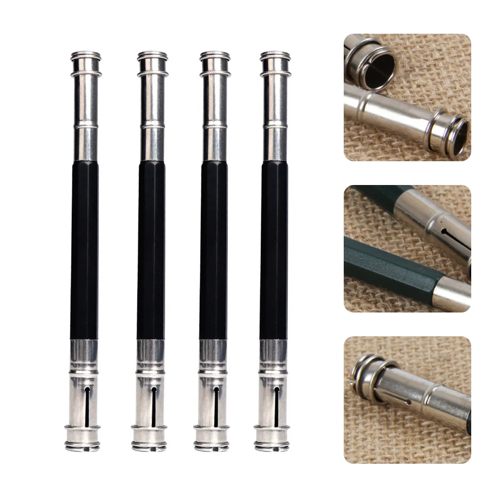 

4 Pcs Extender Holder Wooden Stand Sketch Extenders Students Lengtheners Stainless Steel Holders