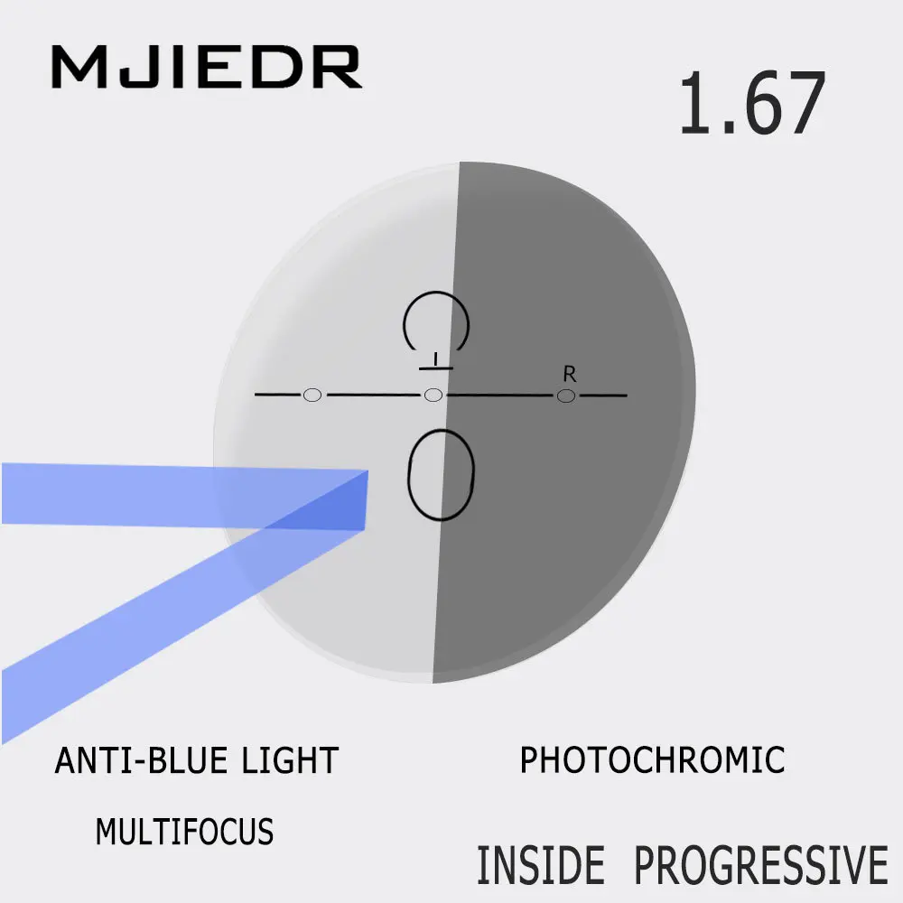 1.56 1.61 1.67 Anti-blue light photochromic Progressive Multifocal Lenses Prescription Myopia Hyperopia Short Middle Far Lens