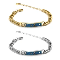 fashion star moon bracelet for women girls blue enamel adjustable bracelet punk cuban link chain bracelets on the hand jewelry