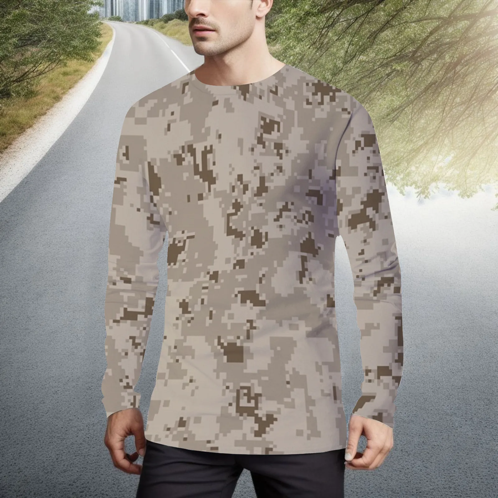 

Cotton T Shirts for Men Mens Shirts Long Sleeve Camouflage Printed Crewneck T Shirt Round Neck Tee Mens Long Sleeve Tops Cotton