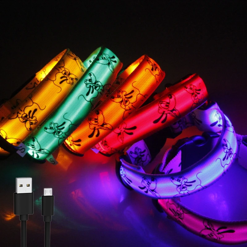 Регулируемый светодиодный ошейник для собак светящийся Перро-светильник с