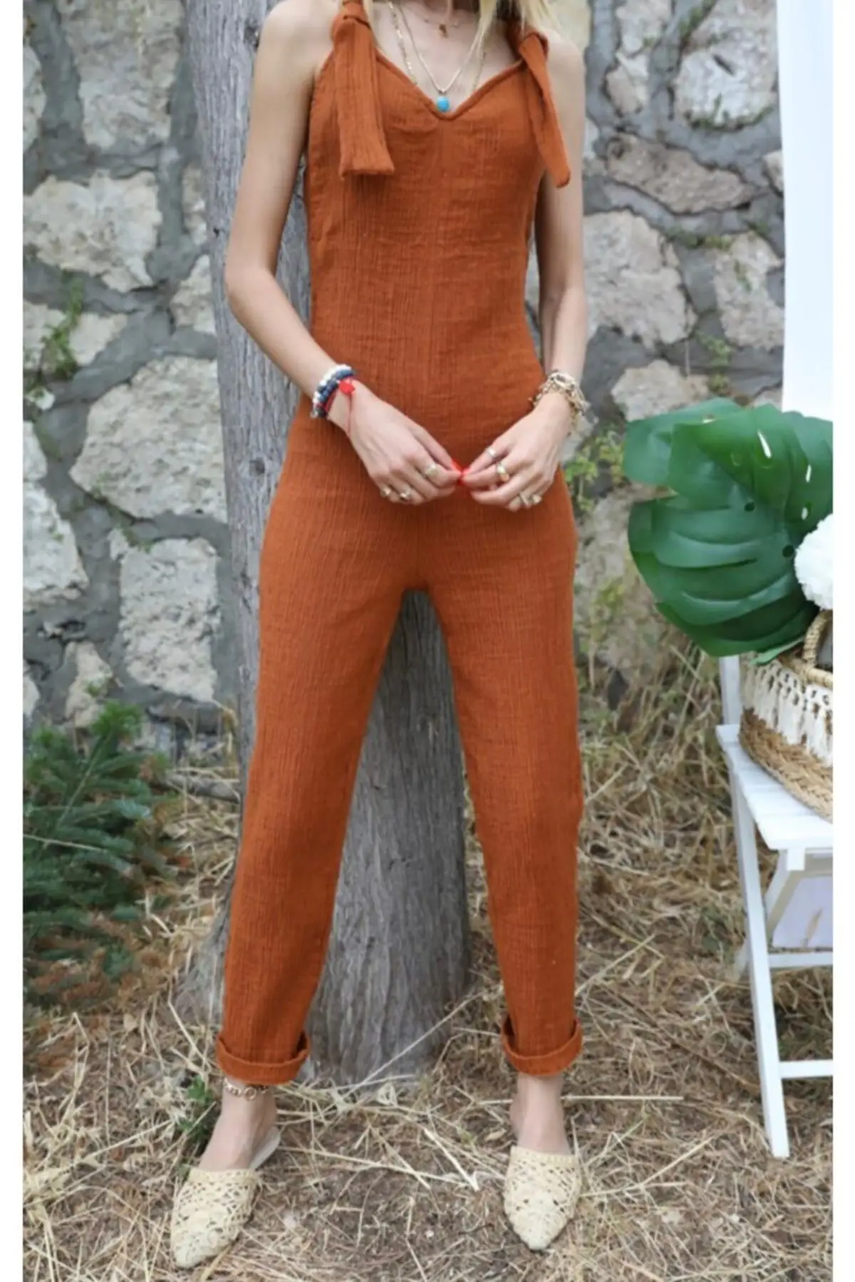

Women's Overalls Cotton Linen Jumpsuit Hot Style Quality Fabric Sleeveless Baggy Trousers Casual Jumpsuit