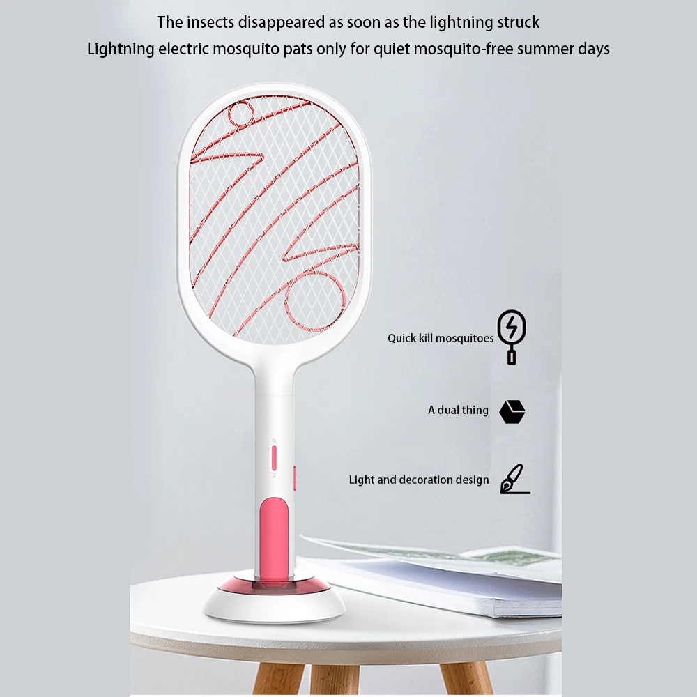 

Hot Sale 3000V Electric Insect Racket Swatter Zapper USB 1200mAh Rechargeable Mosquito Swatter Kill Fly Bug Zapper Killer Trap