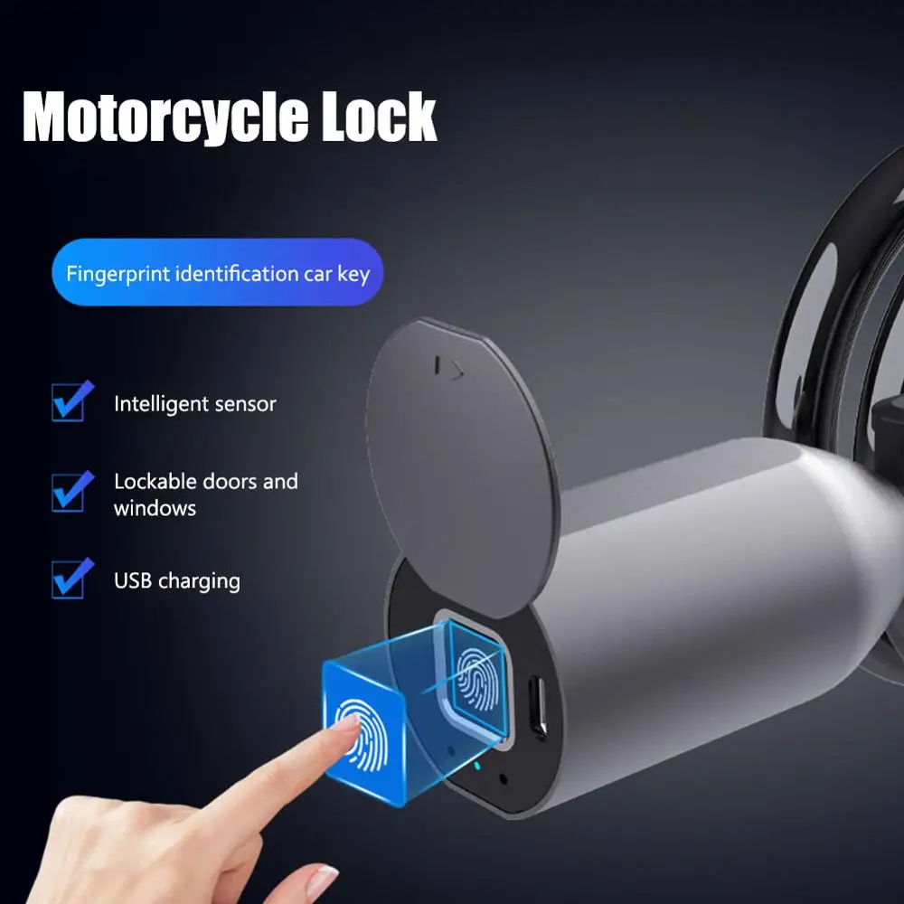 

Motorcycle Lock Keyless Fingerprint Bicycle Lock With USB Charge 39.4 inch Bicycle Cable Locks for Bike Motorcycle Gate Fence
