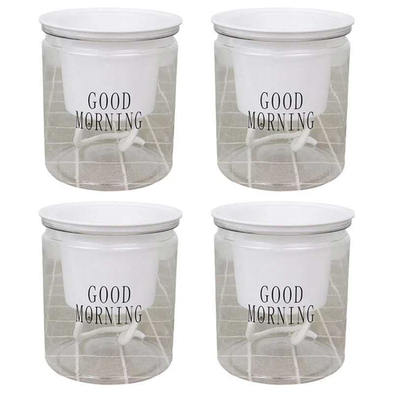 

4X Self-Watering Flowerpot Automatic Water Absorption Succulent Aquaculture Transparent Round Plastic Hydroponic