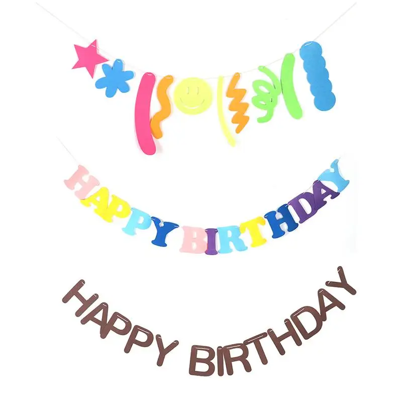 

Баннер на день рождения, многоразовый нетканый баннер на день рождения, яркий Радужный флажок, гирлянда для украшения дня рождения